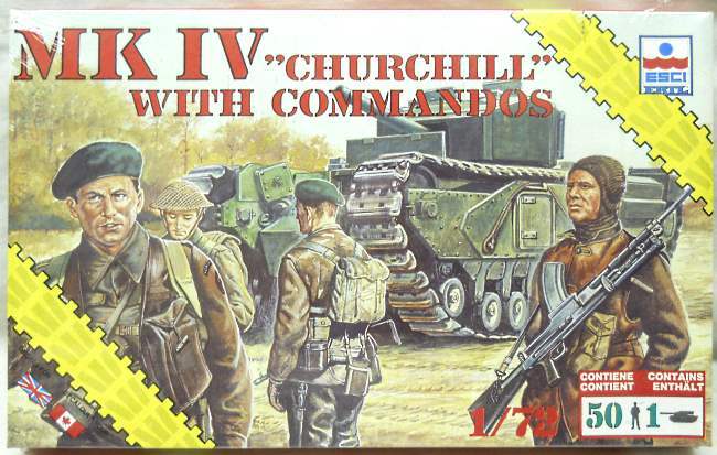 ESCI 1/72 British Churchill Mk IV With 50 Commandos - British Or Canadian, 8625 plastic model kit